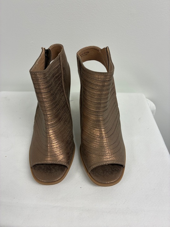 CL by Laundry Shoes - CL by Laundry Metallic Bronze Peep-Toe Mules